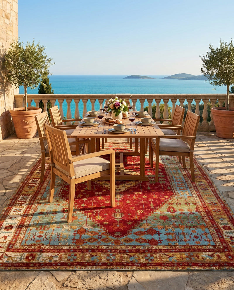 Patio Heritage Collection Area Rug -  Arbor Rectangle Red Green Blue  lifestyle 30