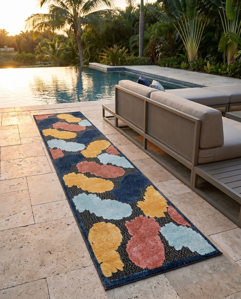 Caribbean Terrace Collection Area Rug -  Nevis Runner Black  lifestyle 47