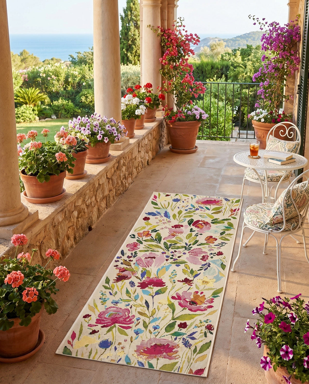 Seaside Blooms Collection Area Rug -  Meadow Runner Multi  lifestyle 106