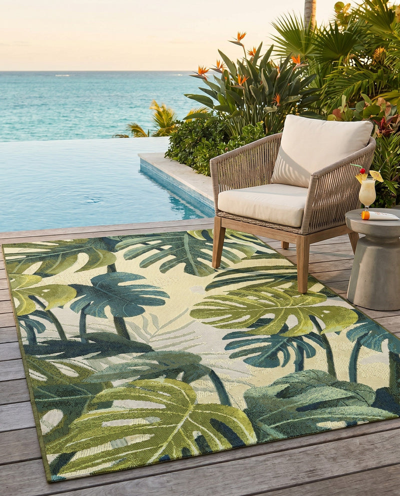 Seaside Blooms Collection Area Rug -  Ivy Rectangle Green  lifestyle 37