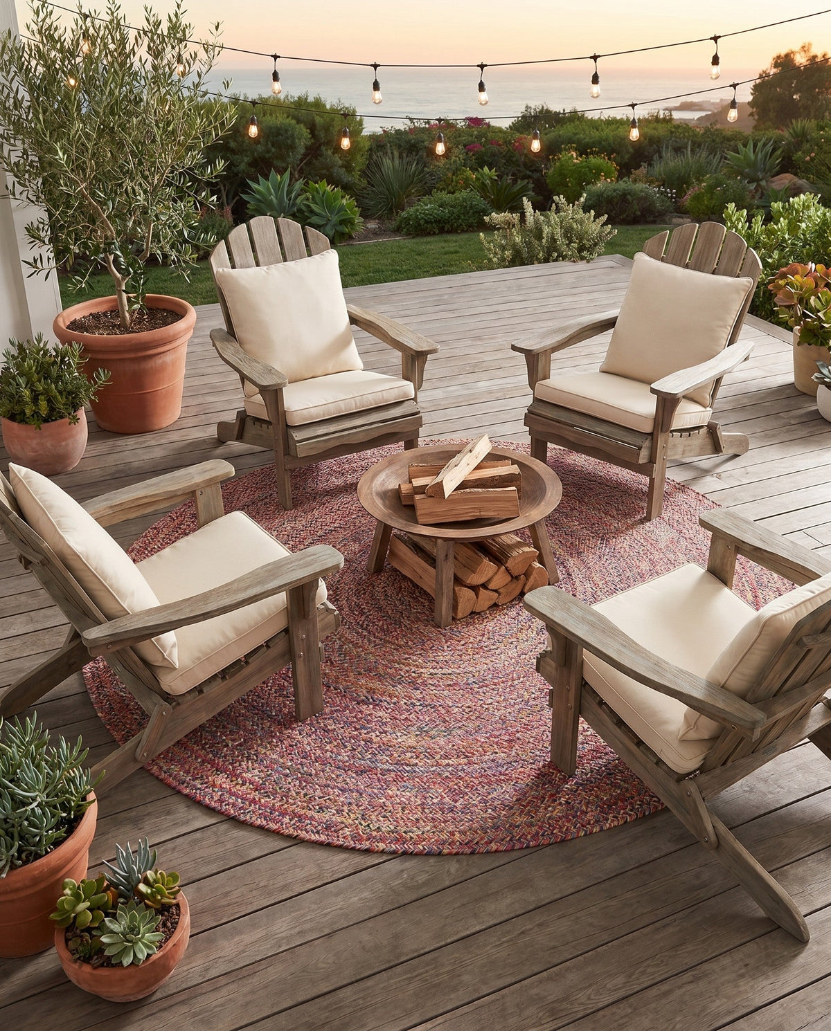 Sustainable Strands Indoor-Outdoor Oasis Collection Area Rug -  Sandbar (Multi) Round Multi  lifestyle 59