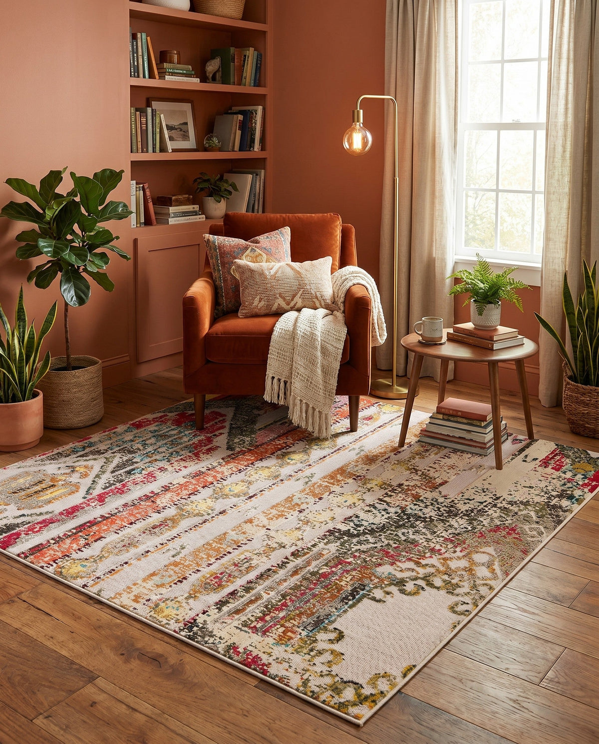 Outdoor Marrakesh Collection Area Rug -  Agadir Square Multi Beige  lifestyle 157