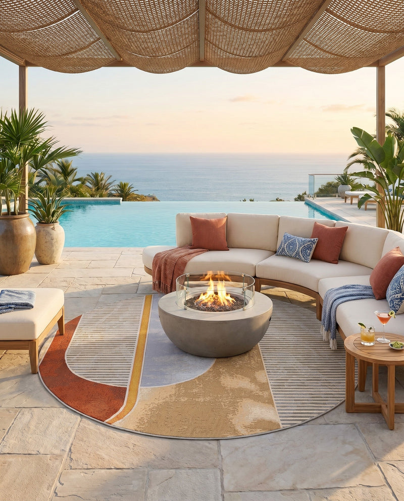 Urban Terrace Collection Area Rug -  Deck Round Multi  lifestyle 71