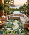 Seaside Blooms Collection Area Rug -  Ivy Rectangle Green  lifestyle 54