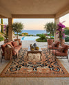 Patio Heritage Collection Area Rug - Veranda Rectangle Black Gold Brown  lifestyle 36