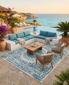 Patio Heritage Collection Area Rug -  Lafayette (Aqua) Square Aqua  lifestyle 72