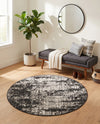 Urban Terrace Collection Area Rug -  Midtown Round Black and White  lifestyle 70