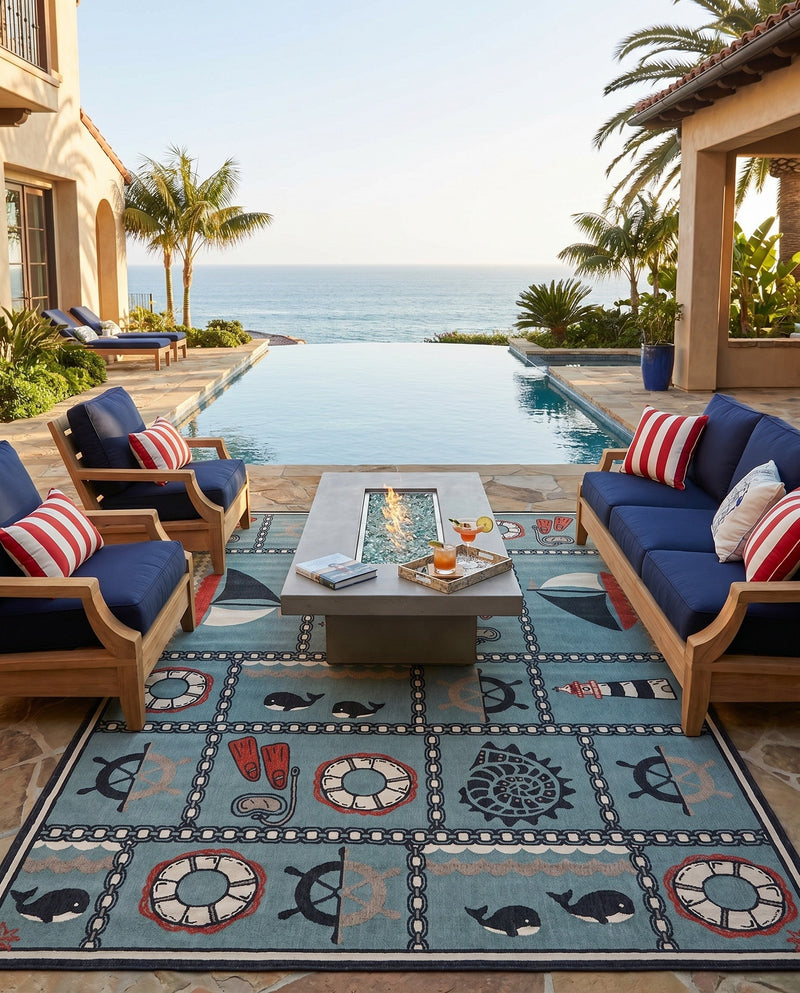 Seaside Haven Rugs Collection Area Rug -  Anchorage Rectangle Blue  lifestyle 5