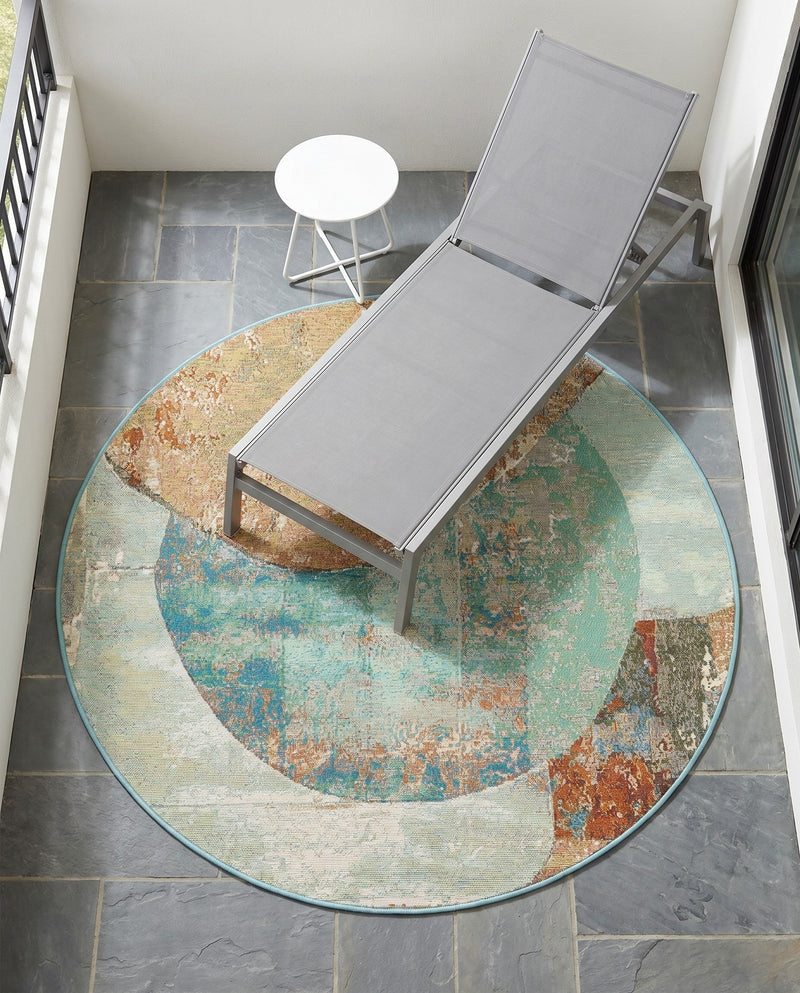 Urban Terrace Collection Area Rug -  Portico Round Multi  lifestyle 62