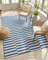 Seaside Stripes Collection Area Rug - Cabana (Blue) Rectangle Blue  lifestyle 15