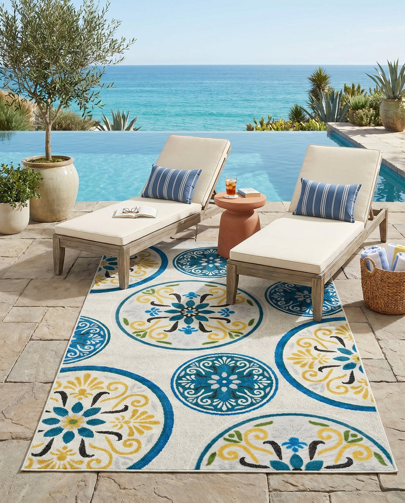 Urban Terrace Collection Area Rug -  Deck Rectangle Cream  lifestyle 54