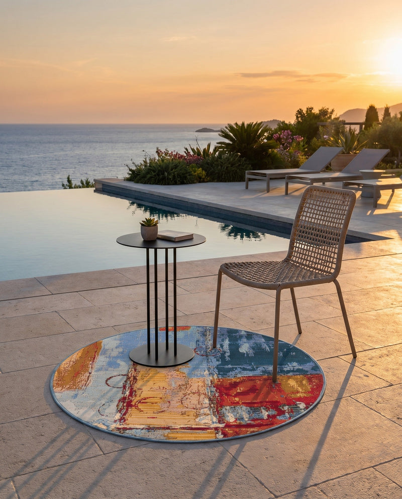Urban Terrace Collection Area Rug -  Arbour Round Multi  lifestyle 83