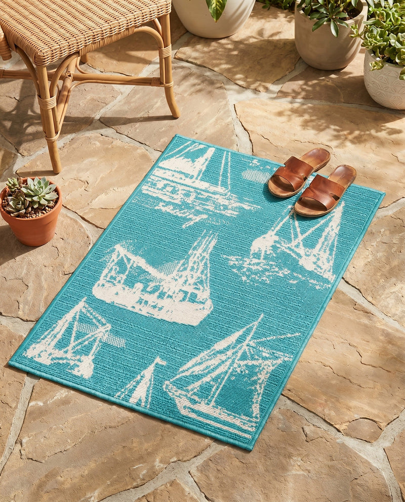 Seaside Haven Rugs Collection Area Rug -  Beachcomber Rectangle Teal  lifestyle 8