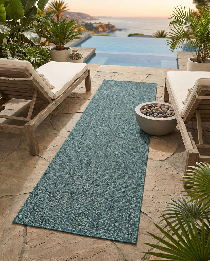 Seaside Serenity Collection Area Rug - Veranda (Teal) Runner Teal  lifestyle 31