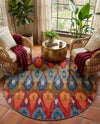 Urban Terrace Collection Area Rug -  Compass Round Multi  lifestyle 48