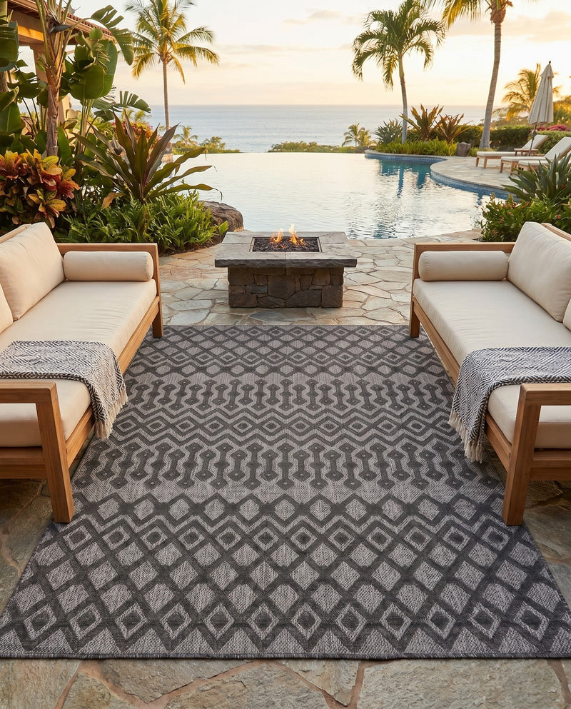 Garden Lattice Charm Collection Area Rug -  Pergola (Charcoal) Rectangle Charcoal  lifestyle 14