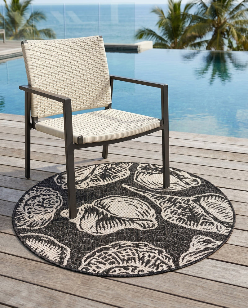 Seaside Haven Rugs Collection Area Rug -  Lighthouse (Black and White) Round Black and White  lifestyle 59