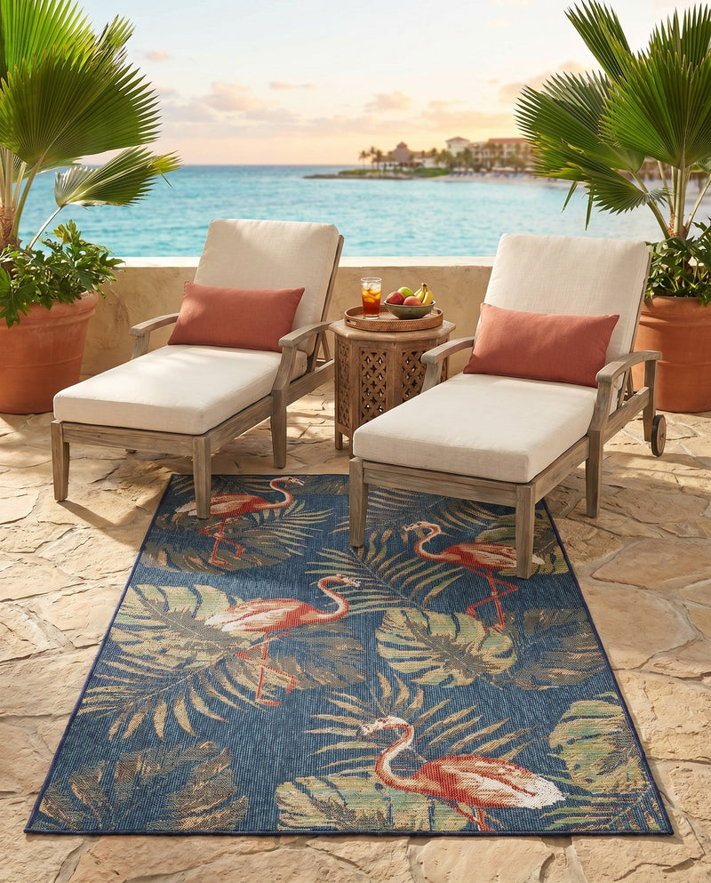 Coastal Terrace Collection Area Rug - Seabreeze Rectangle Navy Blue  lifestyle 9