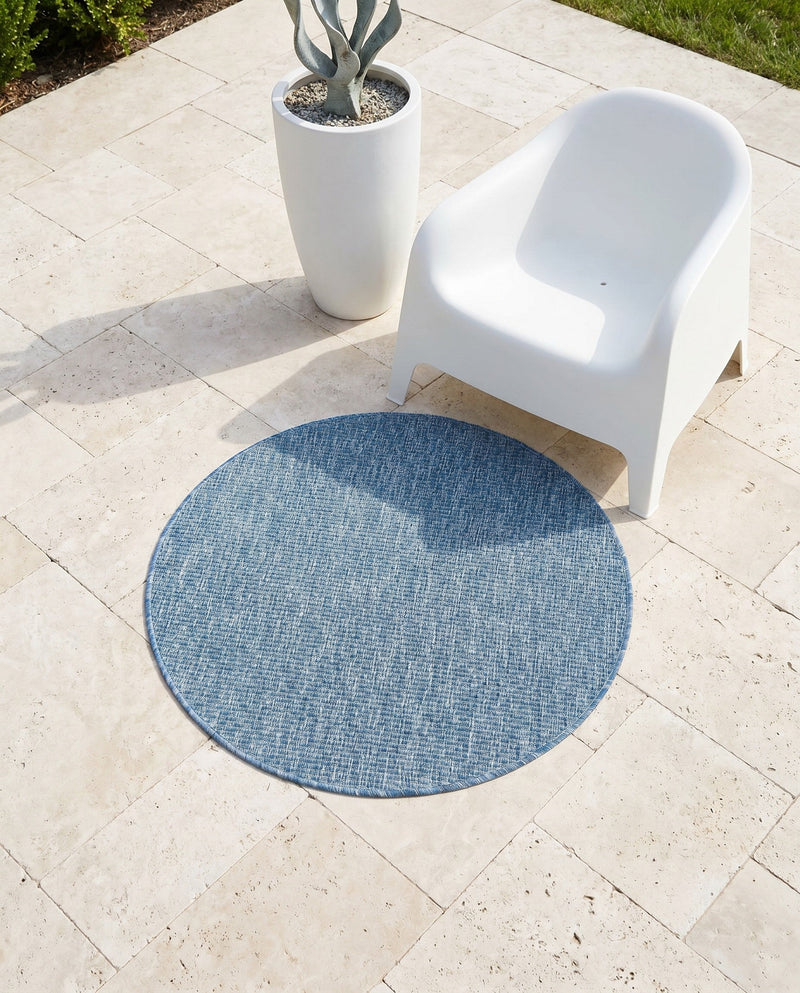 Seaside Serenity Collection Area Rug - Veranda (Blue) Round Blue  lifestyle 38