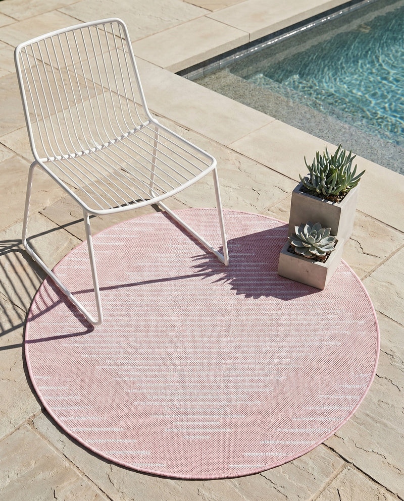 Urban Terrace Collection Area Rug -  Chelsea (Pink) Round Pink  lifestyle 69