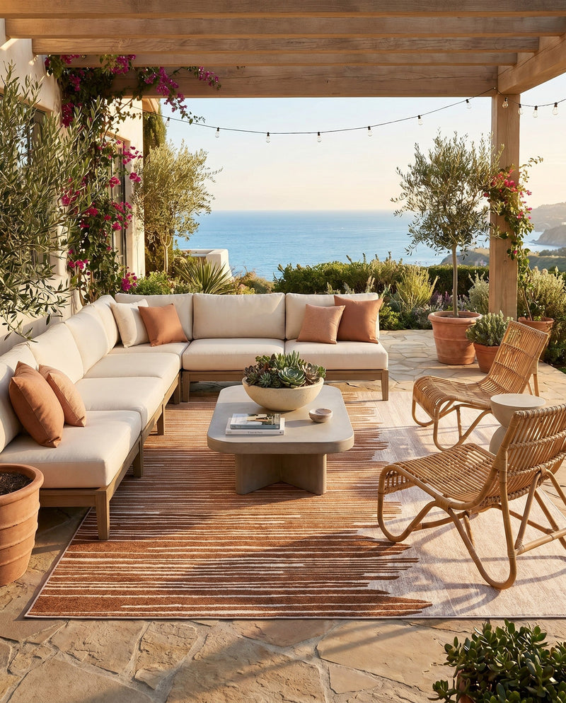 Urban Terrace Collection Area Rug -  Balcony Rectangle Beige Brown  lifestyle 14