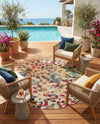 Outdoor Marrakesh Collection Area Rug -  Oujda Round Multi  lifestyle 65