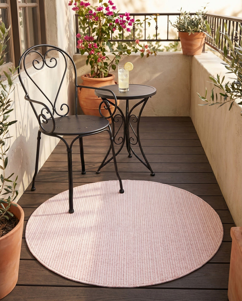 Jill Zarin Sedona Oasis Outdoor Collection Area Rug - Coconino (Pink Roses) Round Pink Roses  lifestyle 69