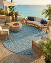 Savannah Pergola Collection Area Rug -  Pergola (Teal) Round Teal  lifestyle 72