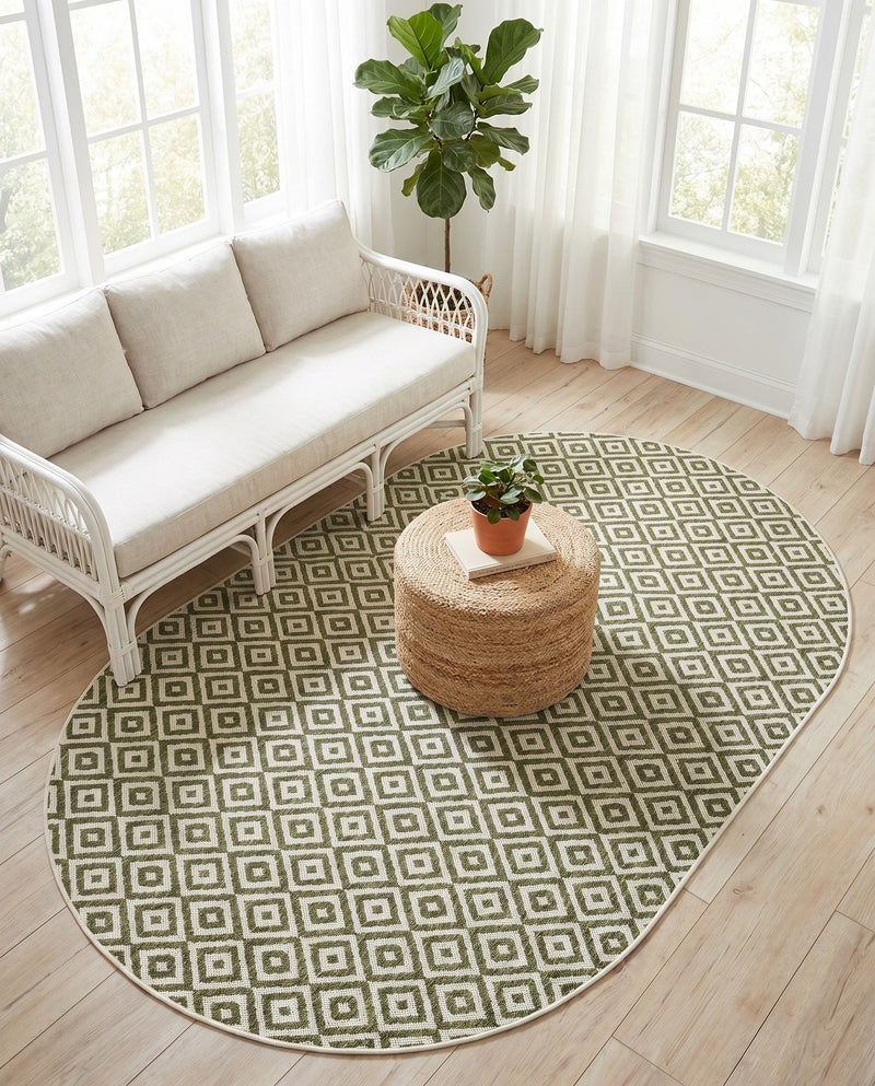 Urban Oasis Rugs Collection Area Rug -  Rooftop (Green) Oval Green  lifestyle 54