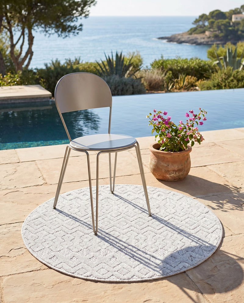 Garden Lattice Charm Collection Area Rug -  Pergola (Grey) Round Grey  lifestyle 63