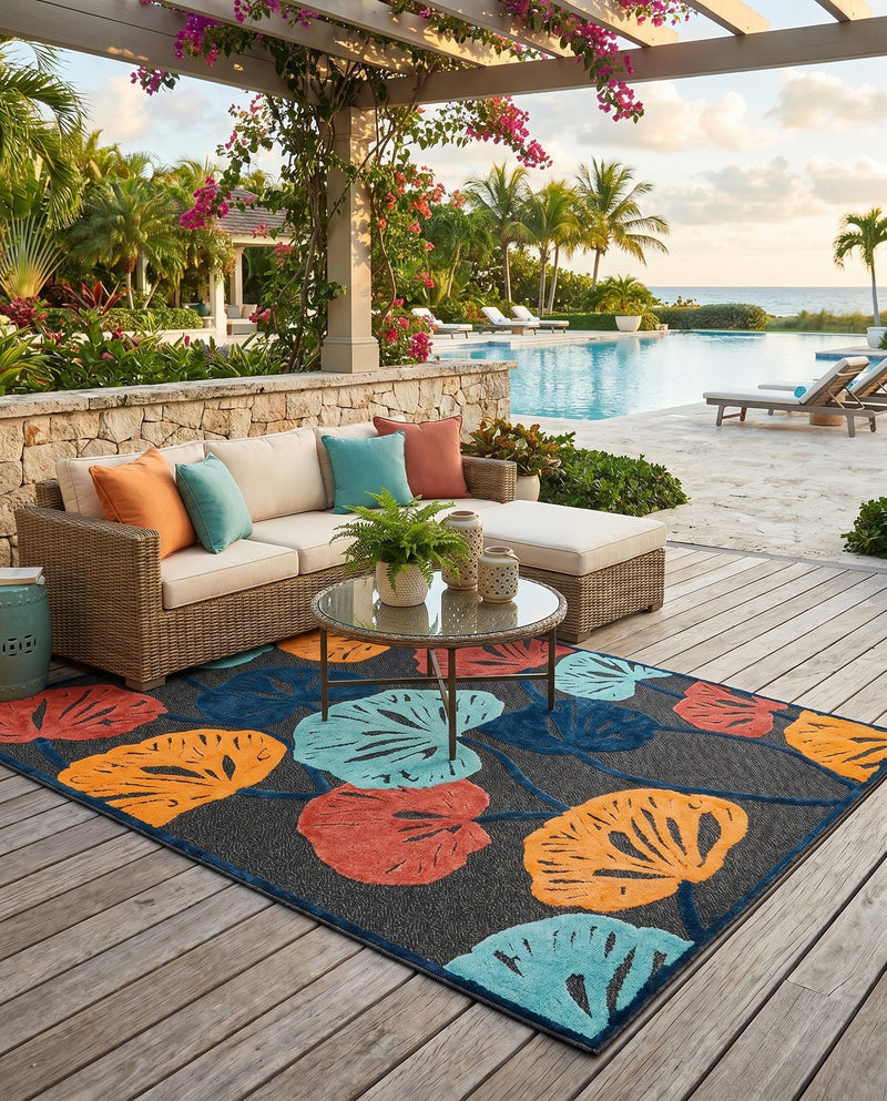 Caribbean Terrace Collection Area Rug -  Grenada Rectangle Charcoal  lifestyle 8