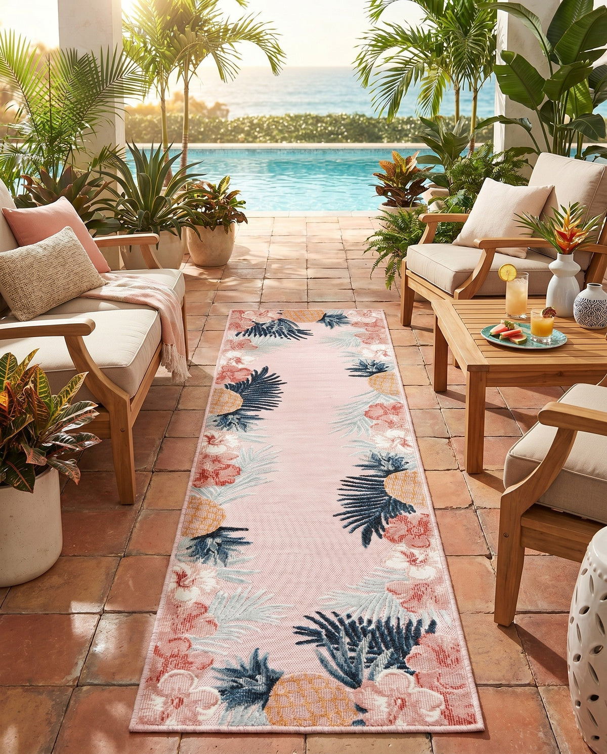 Seaside Blooms Collection Area Rug - Haven Runner Pink  lifestyle 132