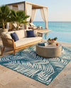 Seaside Blooms Collection Area Rug - Verdure (Teal) Rectangle Teal  lifestyle 20