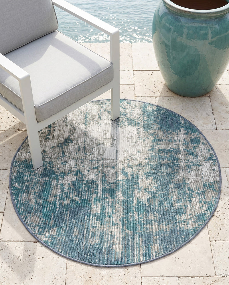 Seaside Haven Rugs Collection Area Rug -  Schooner Round Blue  lifestyle 47