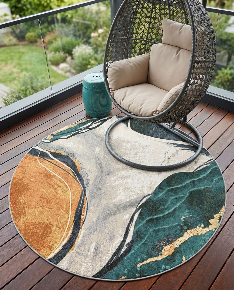 Urban Terrace Collection Area Rug -  Pavilion Round Multi  lifestyle 65