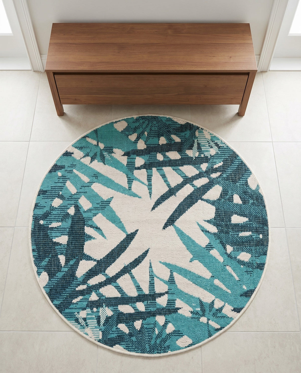Seaside Blooms Collection Area Rug -  Provence Round Teal blue  lifestyle 78