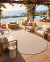 Seaside Stripes Collection Area Rug -  Boardwalk (Red) Oval Red  lifestyle 80