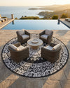 Patio Heritage Collection Area Rug -  Lafayette (Black and White) Round Black and White  lifestyle 59