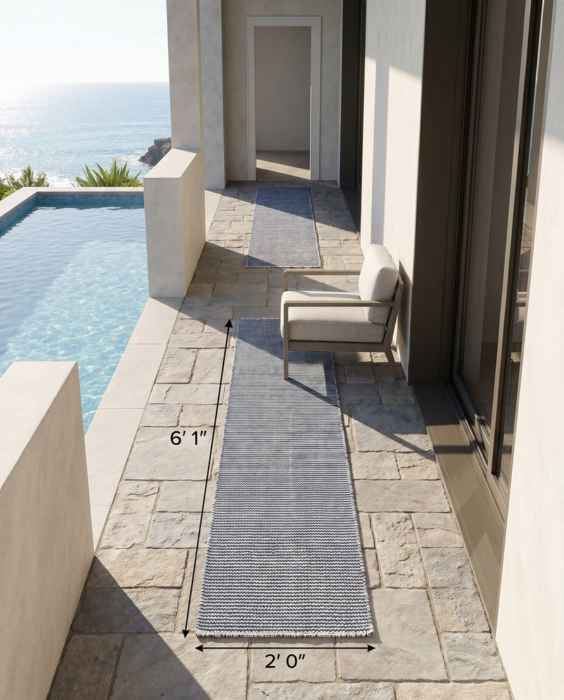Jill Zarin Sedona Oasis Outdoor Collection Area Rug - Coconino (Navy Sky) Runner Navy Sky  lifestyle 58
