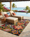 Outdoor Marrakesh Collection Area Rug - Fes Rectangle Multi Black  lifestyle 18