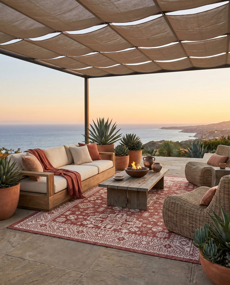 Tribal Terrace Treasures Collection Area Rug -  Incan Isle (Rust Red) Rectangle Rust Red  lifestyle 23