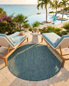 Seaside Serenity Collection Area Rug - Veranda (Teal) Round Teal  lifestyle 59