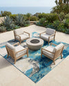 Urban Terrace Collection Area Rug -  Gazebo Square Blue and Ivory  lifestyle 79