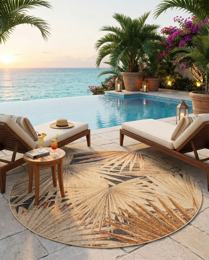 Seaside Blooms Collection Area Rug -  Avalon Round Multi  lifestyle 45
