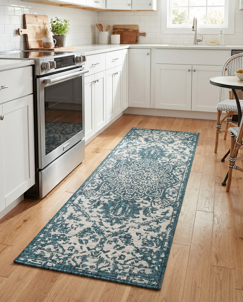 Urban Oasis Rugs Collection Area Rug -  Penthouse (Teal) Runner Teal  lifestyle 42
