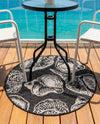 Seaside Haven Rugs Collection Area Rug -  Lighthouse (Black and White) Round Black and White  lifestyle 60