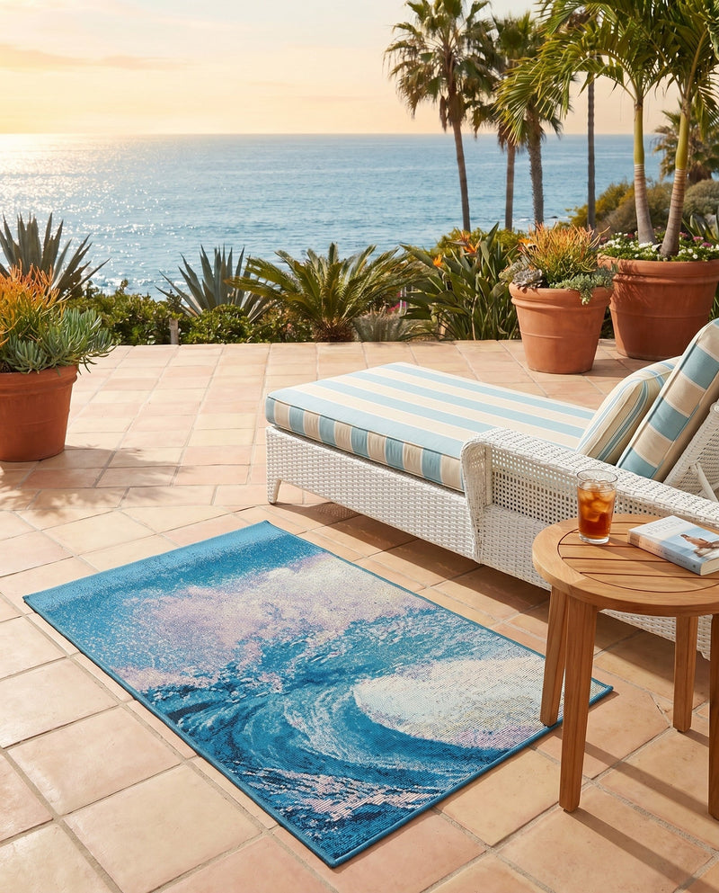Urban Terrace Collection Area Rug - Veranda Rectangle Blue  lifestyle 6