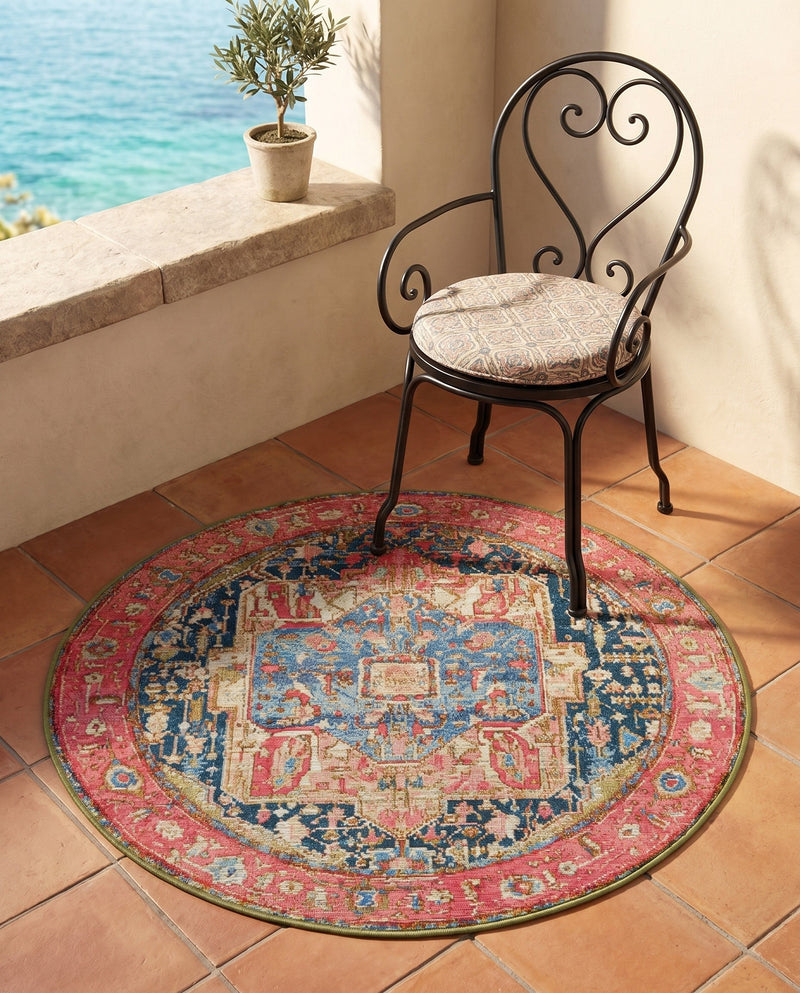 Patio Heritage Collection Area Rug -  Sanctuary Round Multi  lifestyle 41