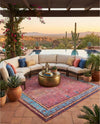 Patio Heritage Collection Area Rug -  Serenity Square Vintage Salmon Coral  lifestyle 66
