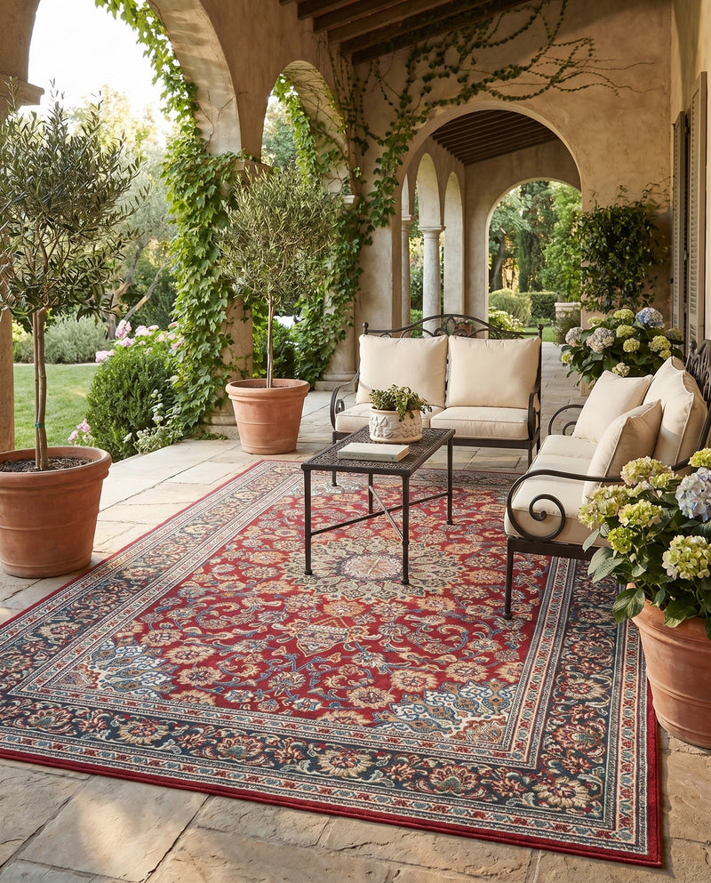 Patio Heritage Collection Area Rug -  Bower Rectangle Red  lifestyle 14
